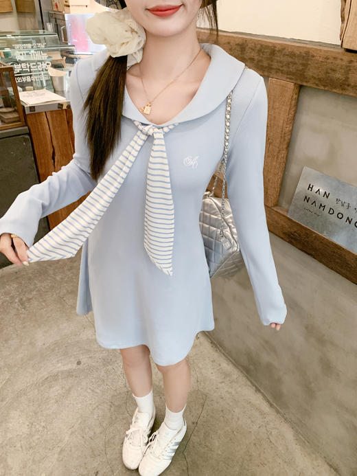 <曾小咸推荐>3.6现货秒杀 ！微信超特价！韩系翻领系带收腰连衣裙 日常209.99 立减120 秒杀89.99！！ 商品图6