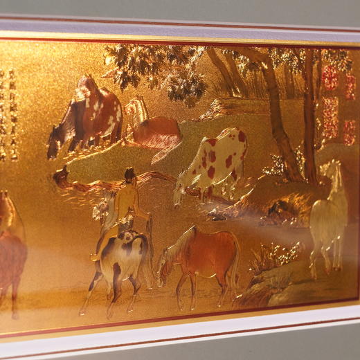 马年必藏！故宫馆藏《浴马图》金雕画 足金立体复刻  宜礼宜藏 商品图3