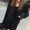 F030420虞书欣同款Logo小皮标黑色休闲简约大方西装外套 商品缩略图4
