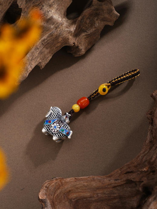 子佩集【鸿运福马】银S999钥匙扣【BJ0001683-1】小摆件花丝珐琅彩黑马2602 商品图8