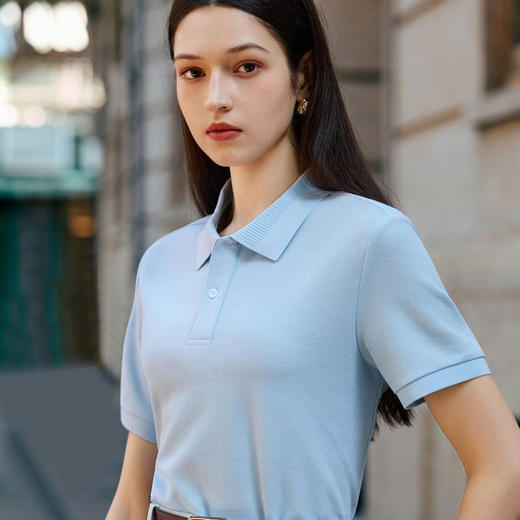 亚麻蚕丝珠地棉男女同款短袖翻领polo衫  XYD-5401 商品图3