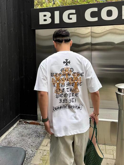 F030417新款前后图案字母绣花工艺男女同款休闲圆领短袖T恤 商品图4