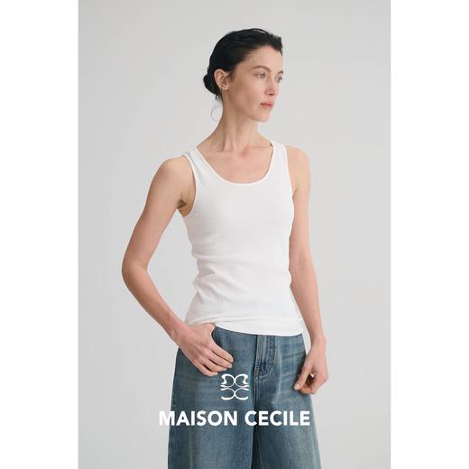 MAISON CECILE 四色|基础百搭春夏叠穿细螺纹纯色显瘦U领工字背心 商品图4