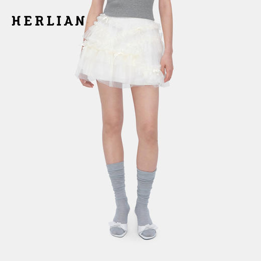 HERLIAN 2026年春夏新品不规则拼接设计蓬蓬纱裙女半身短裙 商品图0