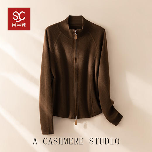 蚂蚁腰~100%超细精纺半高领加厚外套女双拉链开衫CYR260532 商品图0