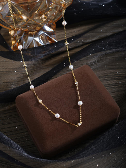 子佩集【星河漫语】银S925珍珠惜王妃套链项链【MLTL062】镀金点钻2602 商品图3