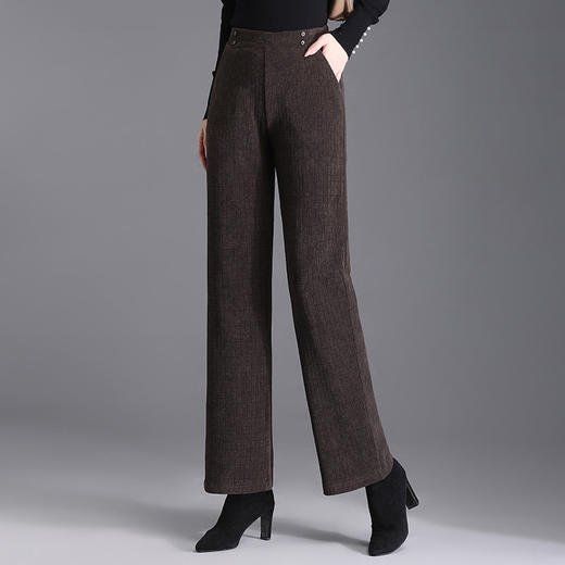 加绒大码灯芯绒阔腿裤子女士秋冬季2025新款妈妈羊羔绒直筒裤女装 商品图2