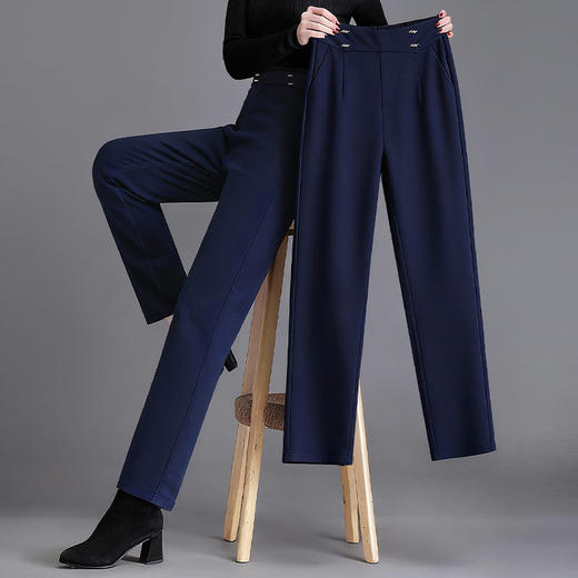 新款窄版直筒阔腿裤女秋冬季大码休闲裤中年妈妈裤子外穿 商品图4