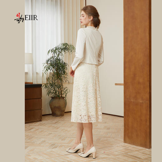 司歌假两件蕾丝长袖连衣裙收腰春秋A921134X 商品图3