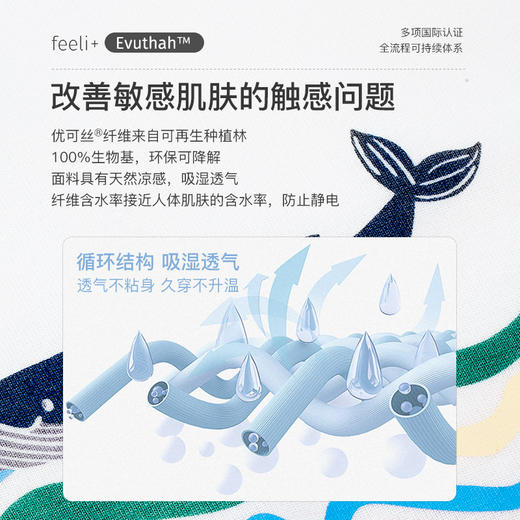 爱帝睡衣套夏季短袖家居服凉感海豚印花套装男女款可选 商品图2