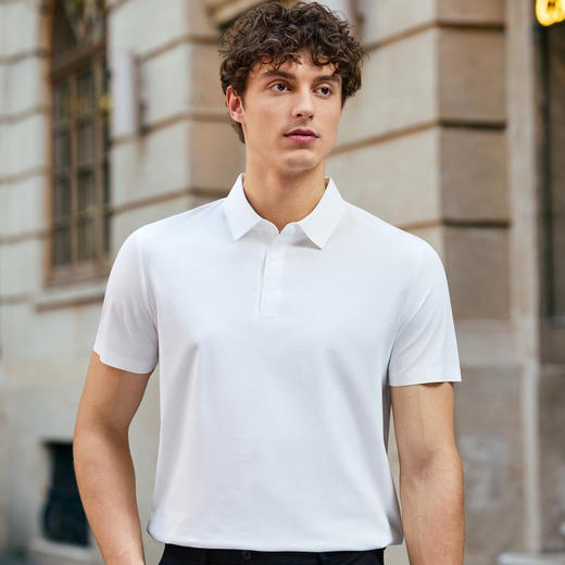 100支无痕高支棉纱液氨棉翻领男女同款夏季短袖上衣  XYD-5951 商品图1