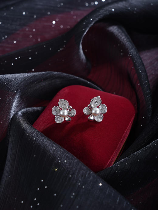 子佩集【朝露花开】银S925珍珠惜王妃耳钉【QJED012】五瓣花朵2602 商品图2