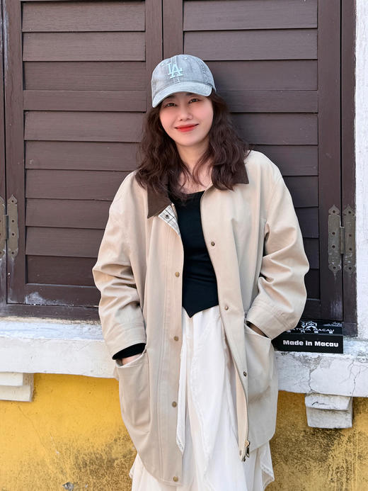 【百图lulu定制】【舒展风衣】一手长 灯芯绒拼接衣领 全棉 风衣 商品图2