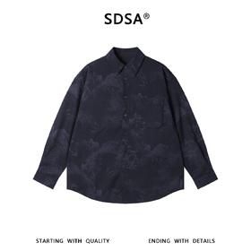 SDSA男士秋冬新款痞帅男装国潮扎染印花树叶长袖衬衫百搭时尚衬衣