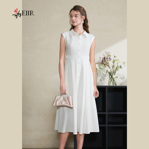 司歌气质翻领衬衫连衣裙收腰白月光裙A911262X 商品图1