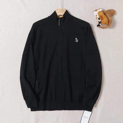 F0304130半高领拉链领口条纹拼色胸口刺绣温柔毛衣开衫 商品图5