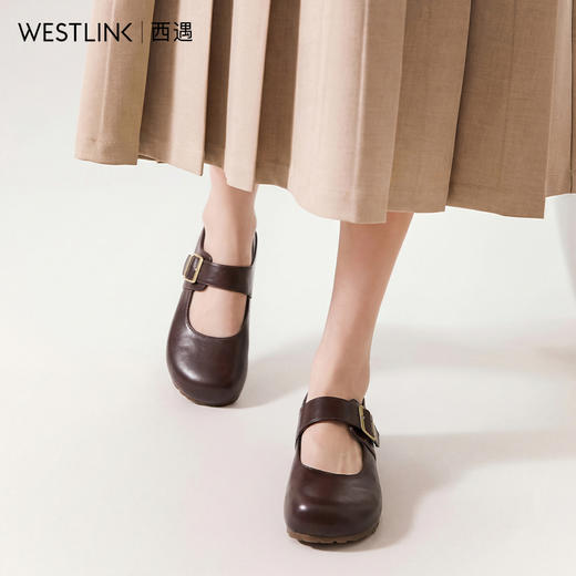 【限时秒杀】西遇复古玛丽珍鞋女2026春季新款内增高浅口单鞋软底两穿小皮鞋子V0166227 商品图2