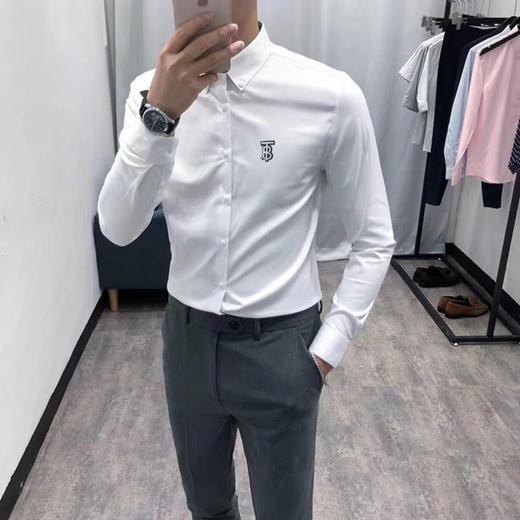 F030491简单基础款弹力棉府绸面料纯色长袖衬衫 商品图5