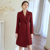IWY/酒红色高级感羊毛西装领连衣裙女双排扣收腰显瘦宴会礼服裙WQ090- 商品缩略图4