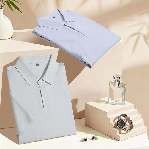 185g 60支匹马棉纯色二级贴胶布领短袖隐形暗扣翻领上衣  ZT-S771# 商品图0