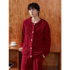 GXG男士家居服 红色肌理圆领开衫长袖保暖舒适睡衣套装冬季款 商品缩略图2