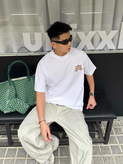 F030417新款前后图案字母绣花工艺男女同款休闲圆领短袖T恤 商品图1