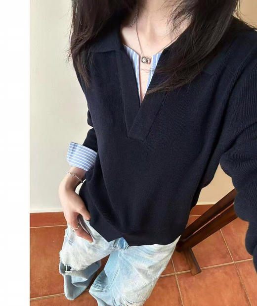 DYJ60065羊毛假两件衬衫袖上衣 商品图2