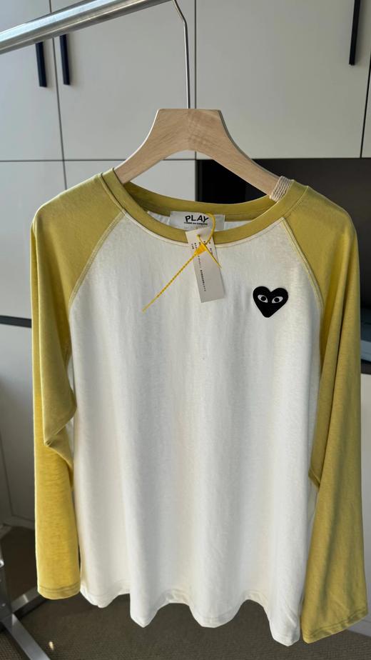 F030449新款长袖宽松时髦假两件V领腋下防走光百搭设计感条纹T恤 商品图0