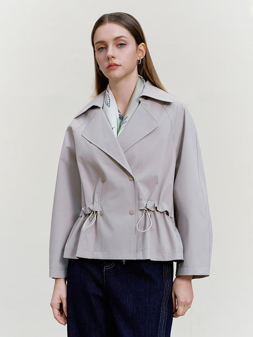 【双排扣短款风衣外套】26年春夏新品女士收腰显瘦防风外套 商品图1