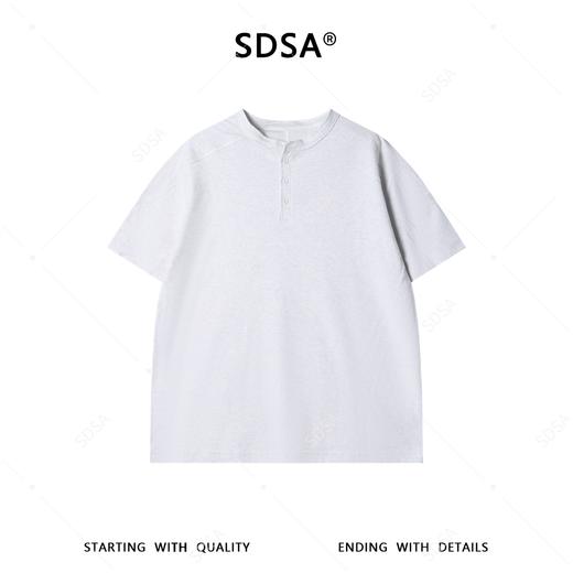 SDSA男装2026新款日系复古亨利领上衣重磅插肩明线宽松短袖休闲衫 商品图0