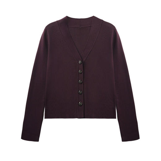 「自」全新升级【铂金会员220/天猫299/差价79】(05250)洛诗琳气质V针织上衣2026春季新款正肩修身显瘦开衫外套女 商品图4