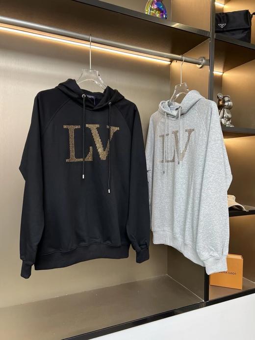 F030416胸口莱茵石烫钻字母牛角袖情侣宽松遮肉休闲连帽卫衣 商品图9