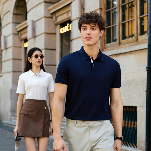 亚麻蚕丝珠地棉男女同款短袖翻领polo衫  XYD-5401 商品图0