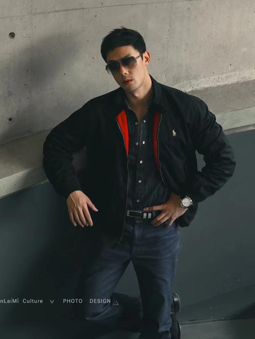 F0304113纯色刺绣Logo拉链哈林顿夹克男款黑色老钱风老干部外套 商品图5