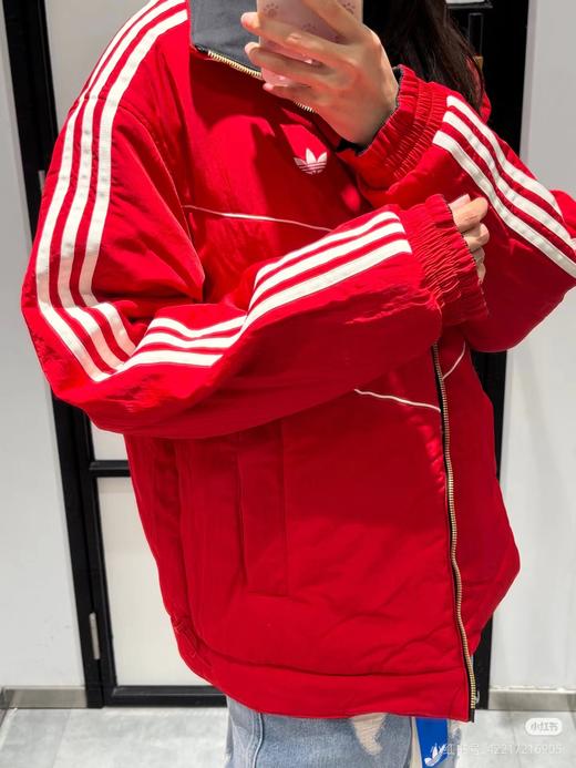 F0304121秋冬复古运动风两面穿哑光软质料保暖棉服黑红撞色外套 商品图10