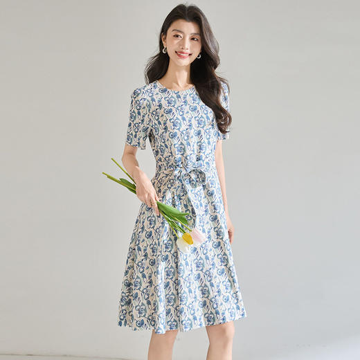 「高货sh」全新升级【铂金会员275/天猫369/差价94】(13059)洛诗琳法式高级感连衣裙2026春夏收腰显瘦别致印花裙女 商品图1