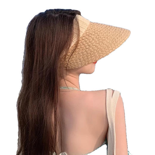 法国设计师联名款]拉菲草空顶帽女防紫外线太阳帽子 商品图4