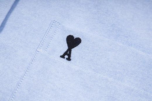 F0304114口袋小爱心刺绣单排扣翻领开合纽扣纯棉情侣短袖衬衫 商品图9