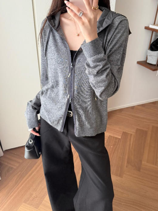 DYJ5602羊毛拼接帽衫 商品图7