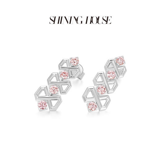 lucky·永恒之环系列ShiningHouse[培育]18k金钻石耳饰 粉钻 圆钻形人工真钻人造钻石K金耳饰可调节时尚钻石耳饰耳环耳钉悦己送礼臻选【此商品不支持7天无理由退货退款】预计3日发货 商品图2