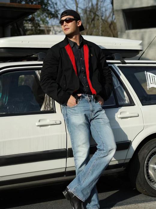 F0304113纯色刺绣Logo拉链哈林顿夹克男款黑色老钱风老干部外套 商品图2