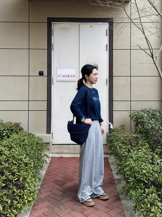 45-R日系简约竹节棉花草刺绣长袖t【包邮+三天无理由退换】 商品图3