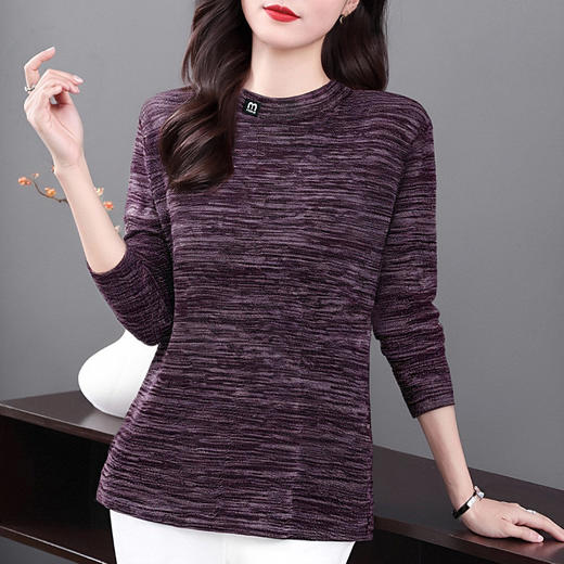女士大码打底衫女春秋季2026年新款内搭宽松长袖t恤洋气妈妈上衣 商品图4