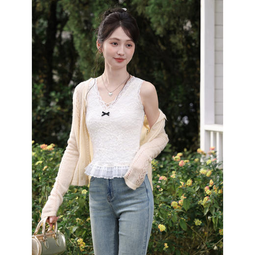 鹿向南【0308/20:00新品前1小时7折限100件】米白色短款背心吊带 商品图1