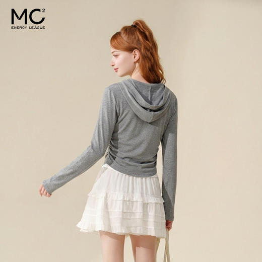 mc2连帽开v假两件收腰款T恤女装春秋季新款 商品图3