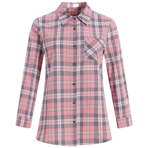 长袖格子衬衫女春秋季新款2025年大码纯棉衬衣中长款休闲上衣外搭 商品图4