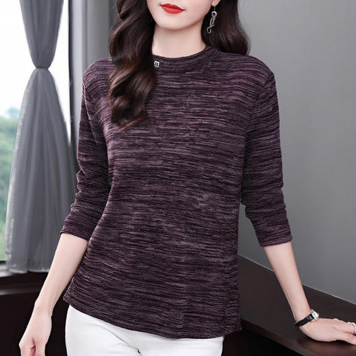 女士大码打底衫女春秋季2026年新款内搭宽松长袖t恤洋气妈妈上衣 商品图0