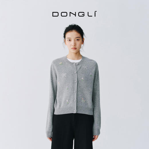 东黎 • 万物复苏 晨光花园 小山羊绒 女士春季圆领绣花开衫 6031 商品图3