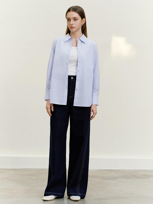 【纯色女士衬衫】26年春夏新品女士纯色百搭衬衣长袖上衣 商品图2