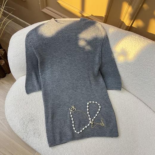 无缝鱼骨纹醋酸天丝羊毛纯色短袖 商品图1